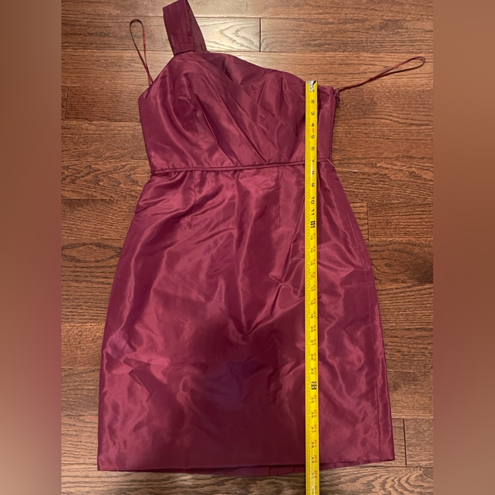 J. Crew 100% Silk Size 6 Maroon Silk Taffeta One Shoulder Wedding guest party